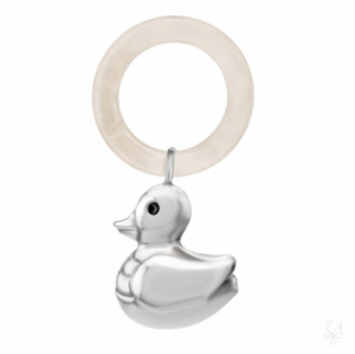 Hallmarked Silver Babies Duck Teething Rattle